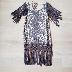 SPELL Designs Lolita Leopard Fringe Mini-dress XS